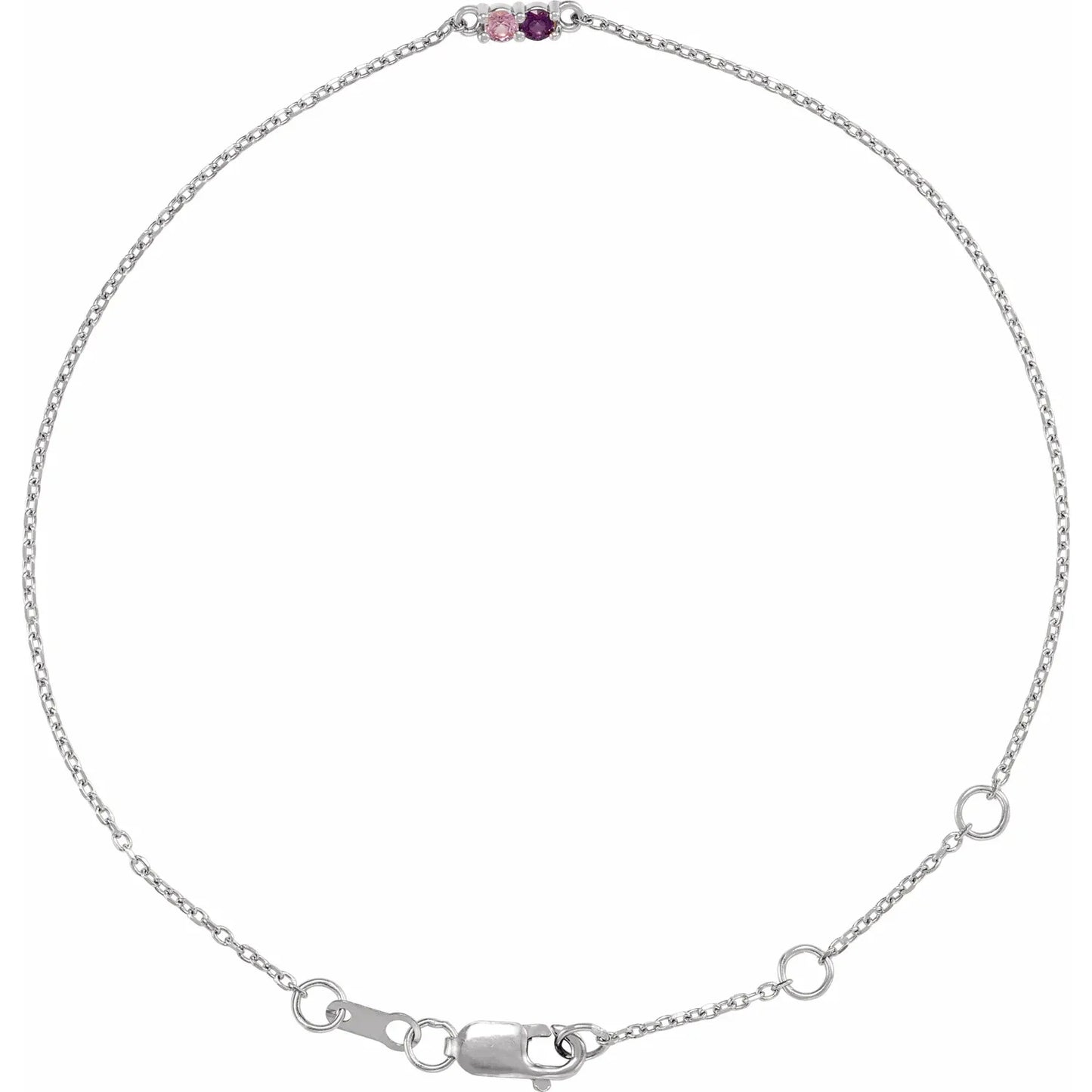 14K White Gold Family Birthstone 6 1/2 - 7 1/2 Inch Bracelet