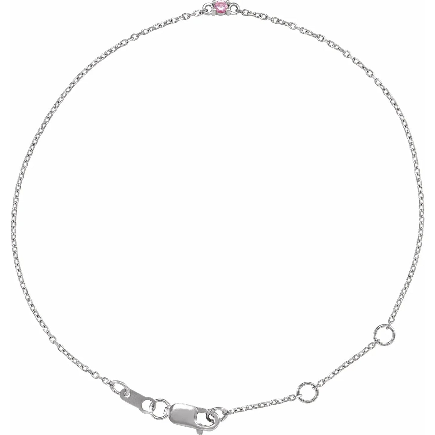 14K White Gold Family Birthstone 6 1/2 - 7 1/2 Inch Bracelet