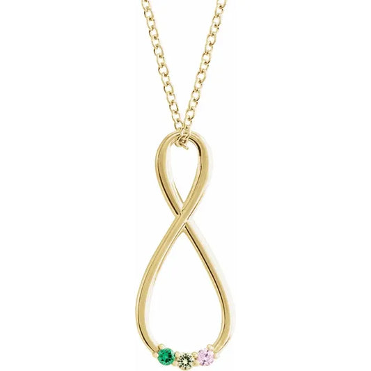 14K Yellow Gold  Infinity-Inspired Family Birthstone Necklace with 16" - 18" chain