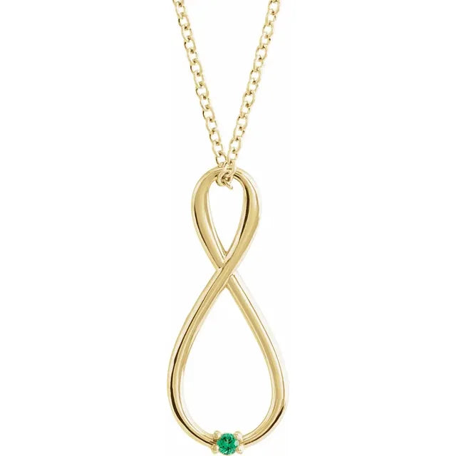 14K Yellow Gold  Infinity-Inspired Family Birthstone Necklace with 16" - 18" chain
