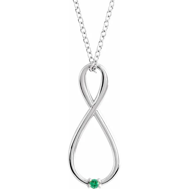 14K White Gold  Infinity-Inspired Family Birthstone Necklace with 16" - 18" chain