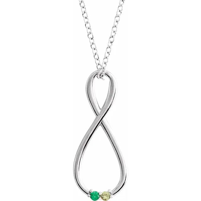 14K White Gold  Infinity-Inspired Family Birthstone Necklace with 16" - 18" chain