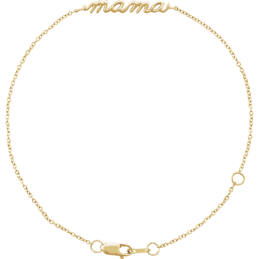 14K Yellow Gold Lowercase Script Mama 6 1/2-7 1/2" Bracelet