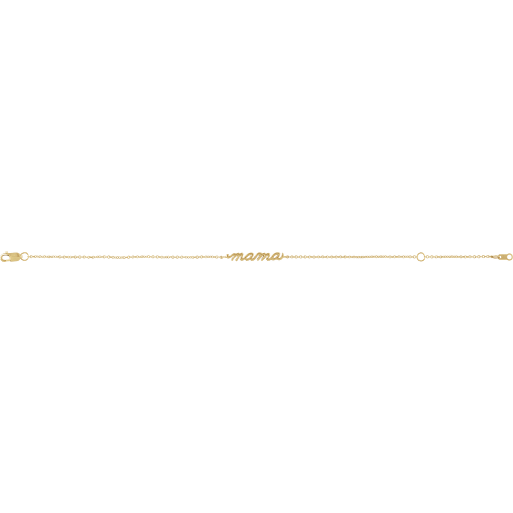 14K Yellow Gold Lowercase Script Mama 6 1/2-7 1/2" Bracelet