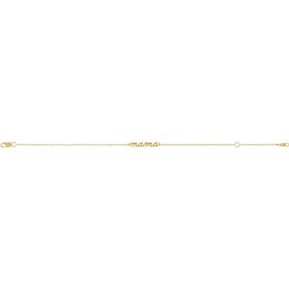14K Yellow Gold Lowercase Script Mama 6 1/2-7 1/2" Bracelet