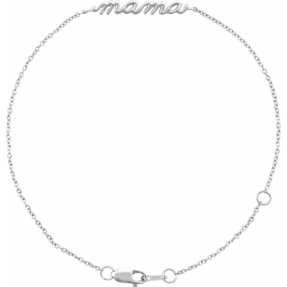 Sterling Silver Lowercase Script Mama 6 1/2-7 1/2" Bracelet
